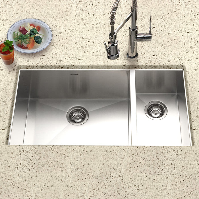 Houzer CTO-3370SR Contempo 33" Stainless Steel Undermount 70/30 Double Right Prep Bowl Kitchen Sink