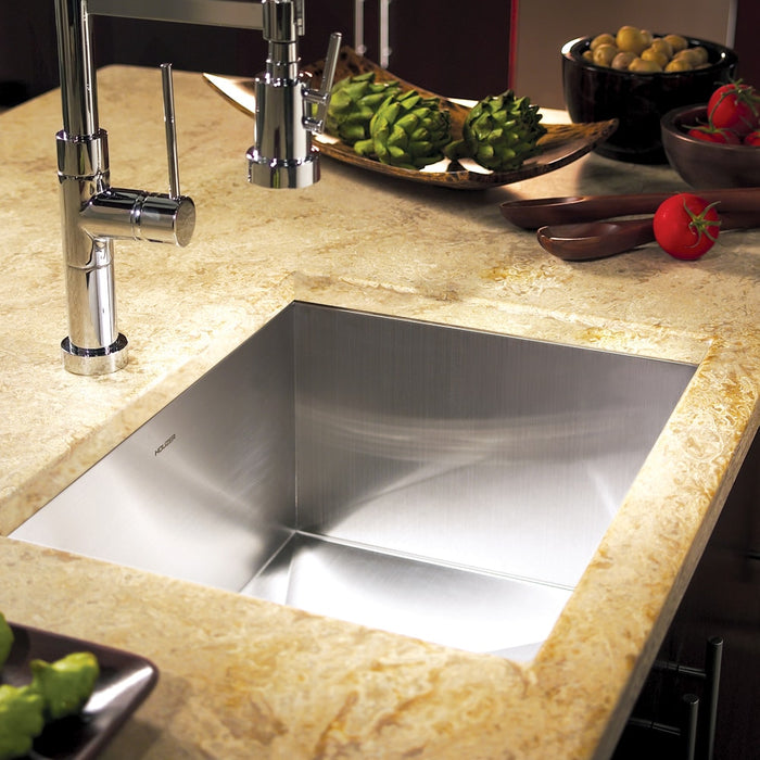 Houzer CTS-2300 Contempo 23" Undermount Single Bowl Stainless Steel Kitchen Sink with Strainer & Grid