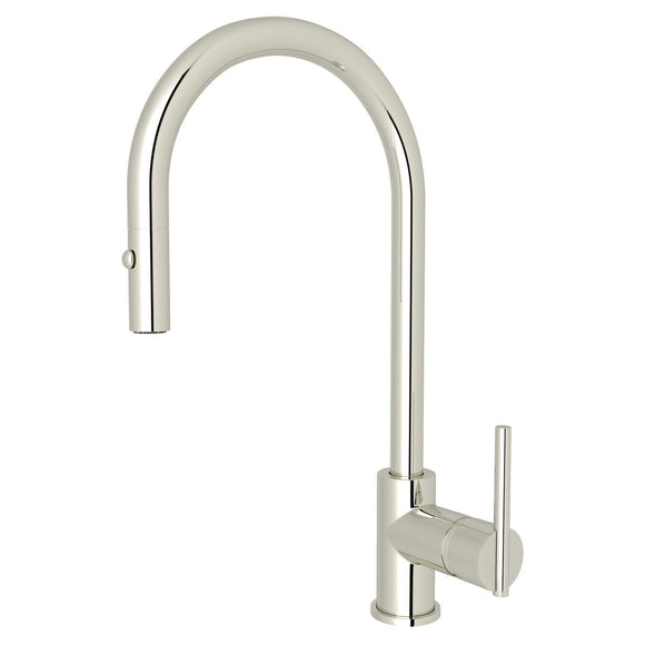 ROHL CY57L-PN-2 Pirellone Pulldown Side Lever Kitchen Faucet - Polished Nickel With Metal Lever Handle