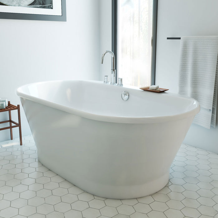 DreamLine BTCB6635HFXXC00 Caribbean 66-inch Freestanding Oval 48 Gallon Soaking Bathtub in White