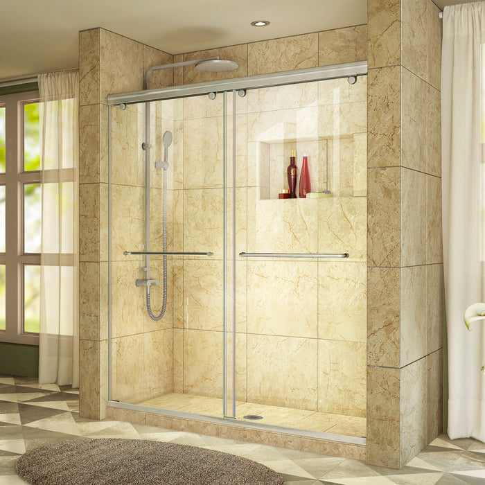 DreamLine SHDR-1360760-04 Charisma 56-60"W x 76"H Frameless Bypass Sliding Shower Door in Brushed Nickel