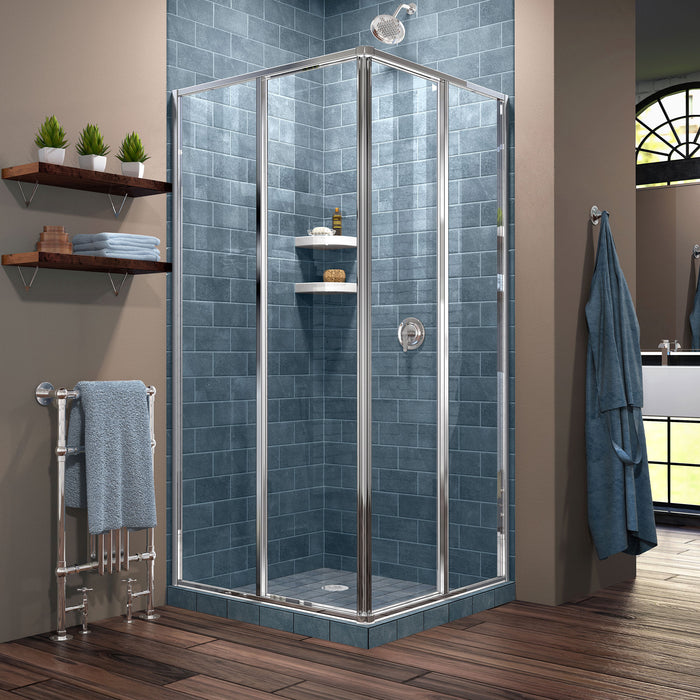 DreamLine SHEN-8134340-01 Cornerview 34 1/2"D x 34 1/2"W x 72"H Framed Sliding Shower Enclosure in Chrome