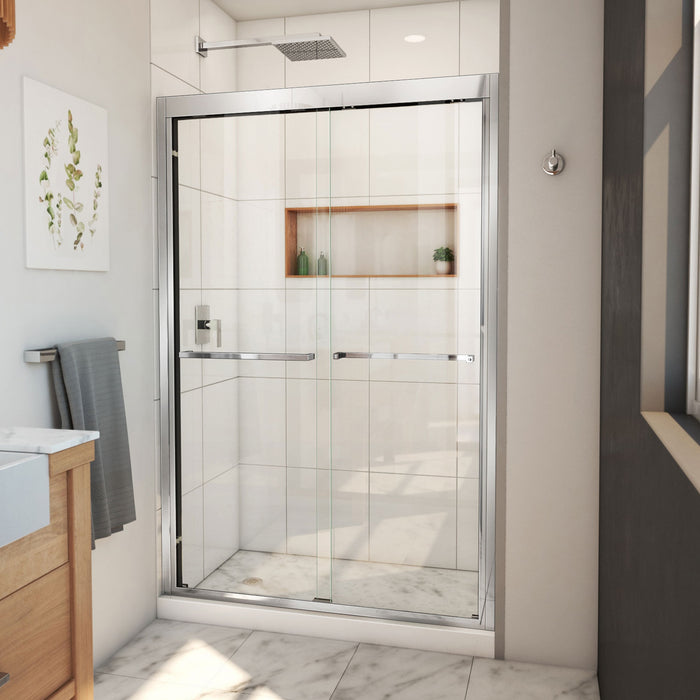 DreamLine SHDR-1848720-01 Duet Plus 44-48" W x 72" H Semi-Frameless Bypass Sliding Shower Door in Chrome