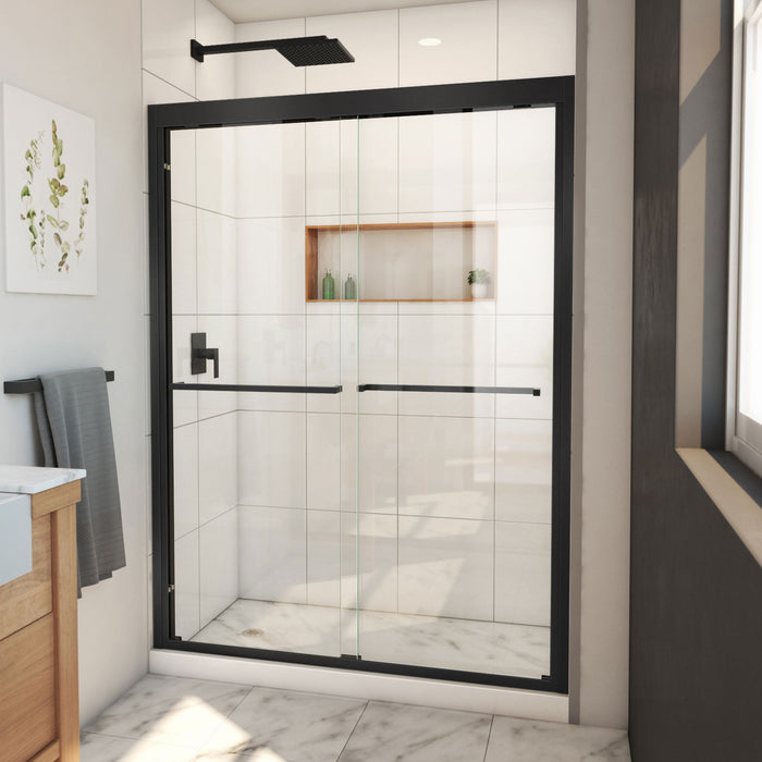 DreamLine SHDR-1854720-09 Duet Plus 50-54" W x 72" H Semi-Frameless Bypass Sliding Shower Door in Satin Black