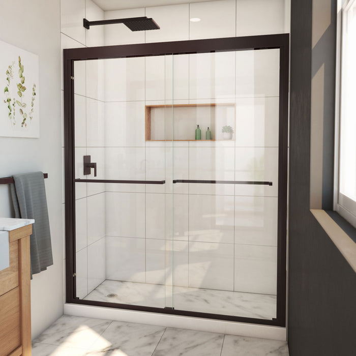 DreamLine SHDR-1860720-06 Duet Plus 56-60" W x 72" H Semi-Frameless Bypass Sliding Shower Door in Oil Rubbed Bronze