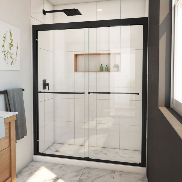 DreamLine SHDR-1860720-09 Duet Plus 56-60" W x 72" H Semi-Frameless Bypass Sliding Shower Door in Satin Black
