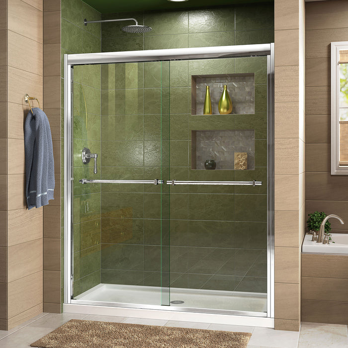 DreamLine SHDR-1260728-01 Duet 56-60"W x 72"H Semi-Frameless Bypass Sliding Shower Door in Chrome