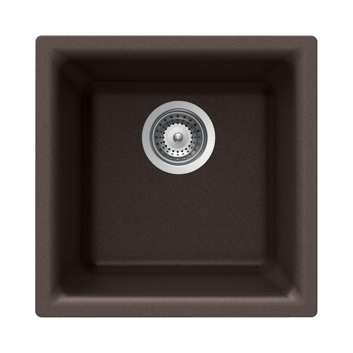 Houzer E-100 MOCHA Quartztone 16" Mocha Granite Composite Topmount or Undermount Single Bowl Bar Sink