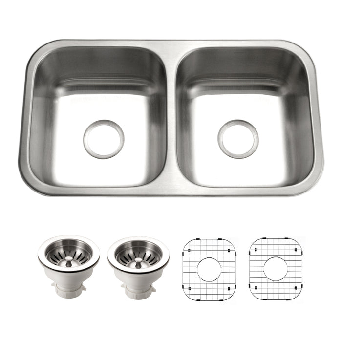 Houzer ED-3108-C Elite 31" Stainless Steel Undermount 50/50 Double Bowl Kitchen Sink