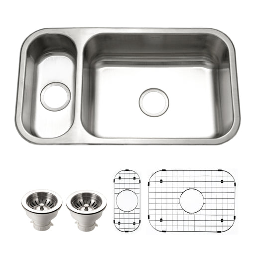 Houzer EHD-3118-C Elite 31" Stainless Steel Undermount 80/20 Double Bowl Kitchen Sink