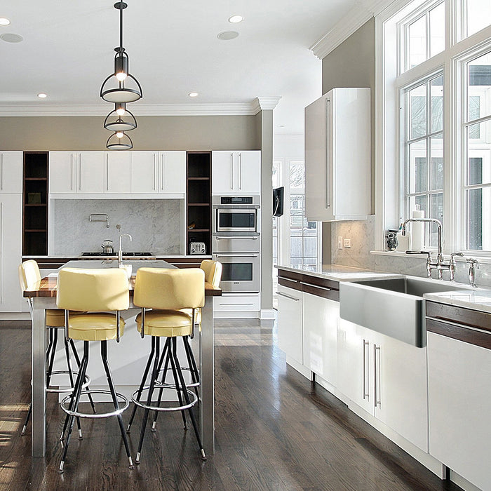 Houzer ENG-3320 Epicure 33" Stainless Steel Apron Front Single Bowl Kitchen Sink with Strainer & Grid