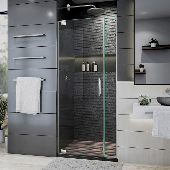 DreamLine SHDR-443465-04 Elegance Plus 34-34 3/4"W x 72"H Frameless Pivot Shower Door in Brushed Nickel