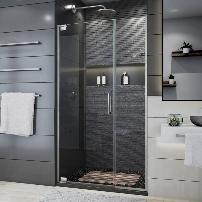 DreamLine SHDR-444014-04 Elegance Plus 39 3/4 - 40 1/2"W x 72"H Frameless Pivot Shower Door in Brushed Nickel