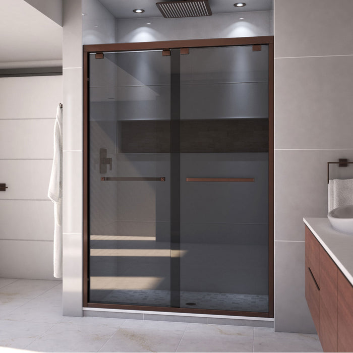 DreamLine SHDR-165476G-06 Encore 50-54" W x 76" H Semi-Frameless Bypass Sliding Shower Door in Oil Rubbed Bronze and Gray Glass