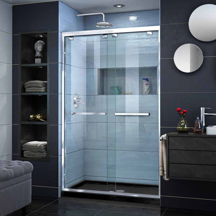 DreamLine DL-7009C-88-01 Encore 34"D x 48"W x 78 3/4"H Bypass Shower Door in Chrome and Center Drain Black Base Kit