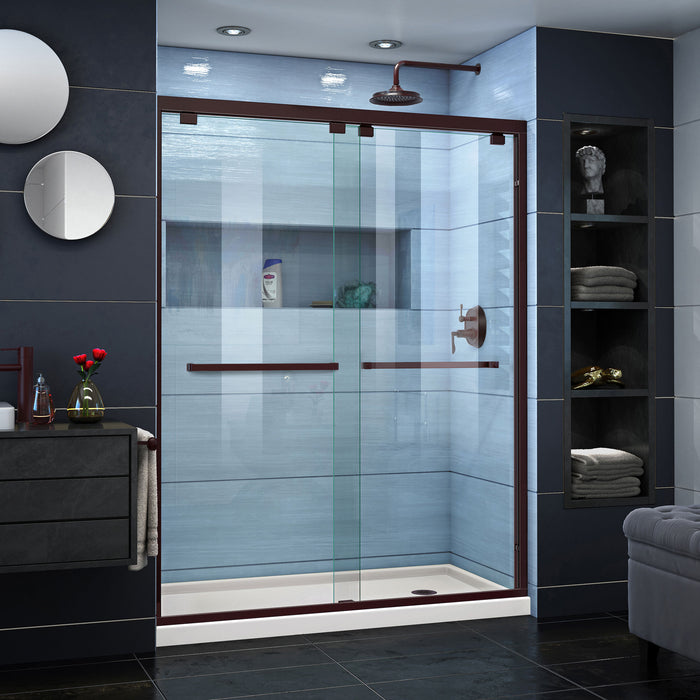 DreamLine DL-7007R-22-06 Encore 36"D x 60"W x 78 3/4"H Bypass Shower Door in Oil Rubbed Bronze and Right Drain Biscuit Base Kit