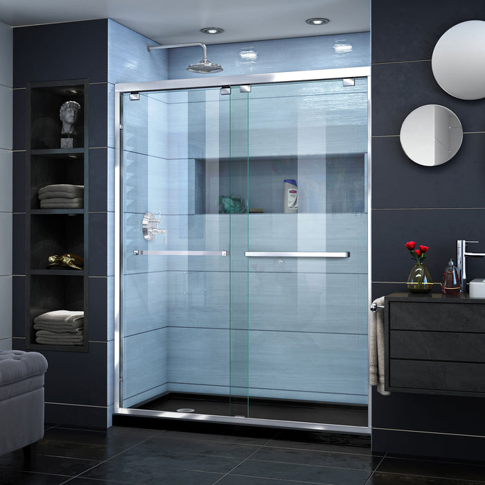 DreamLine DL-7007L-88-01 Encore 36"D x 60"W x 78 3/4"H Bypass Shower Door in Chrome and Left Drain Black Base Kit