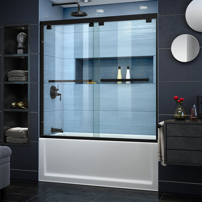 DreamLine SHDR-1660580-09 Encore 56-60"W x 58"H Semi-Frameless Bypass Tub Door in Satin Black