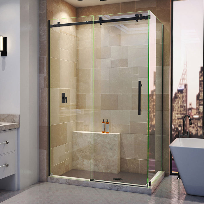 DreamLine SHEN-6434480-09 Enigma Air 34 3/4" D x 48 3/8" W x 76" H Frameless Sliding Shower Enclosure in Satin Black