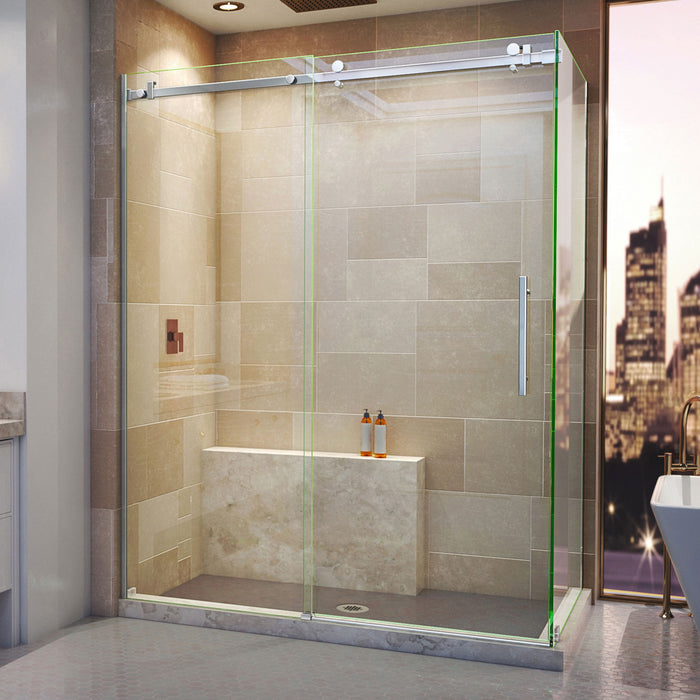 DreamLine SHEN-6434600-08 Enigma Air 34 3/4"D x 60 3/8"W x 76"H Frameless Sliding Shower Enclosure in Polished Stainless Steel