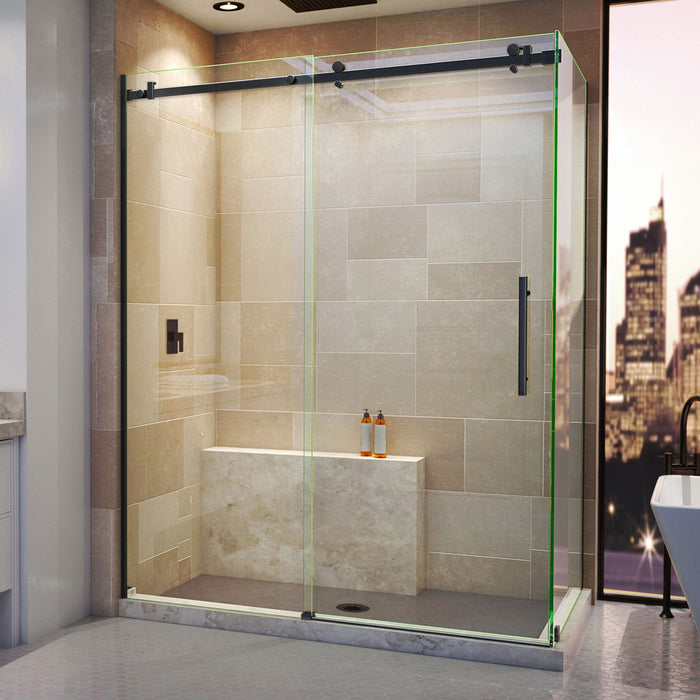 DreamLine SHEN-6434600-09 Enigma Air 34 3/4" D x 60 3/8" W x 76" H Frameless Sliding Shower Enclosure in Satin Black