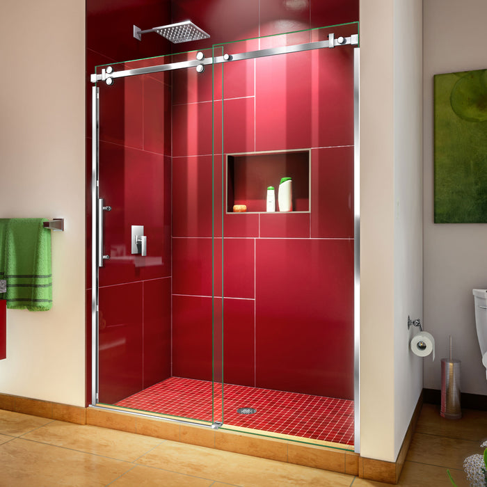 DreamLine SHDR-6560760-08 Enigma Sky 56-60"W x 76"H Frameless Sliding Shower Door in Polished Stainless Steel