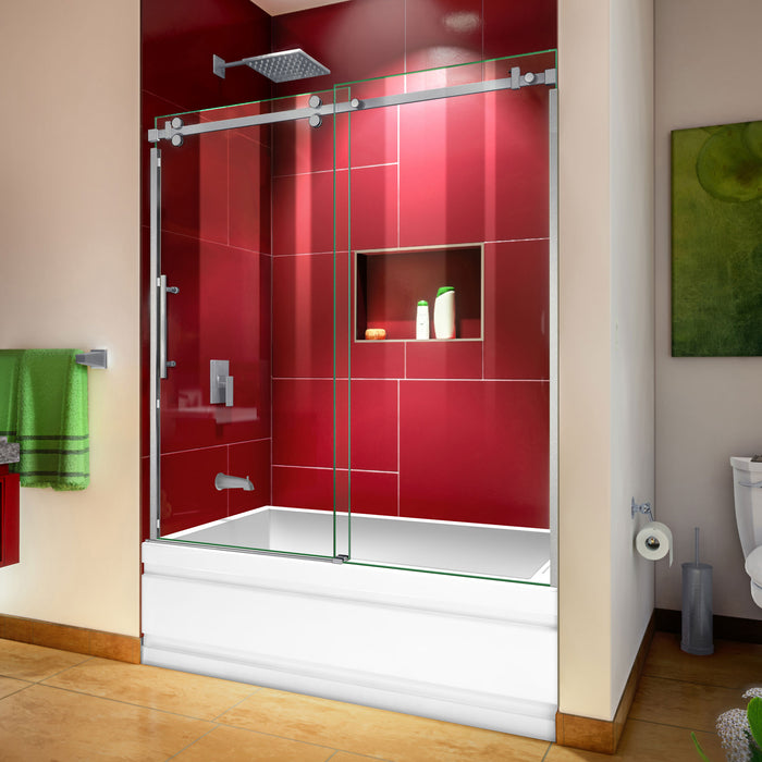 DreamLine SHDR-6560620-07 Enigma Sky 56-60"W x 62"H Frameless Sliding Tub Door in Brushed Stainless Steel