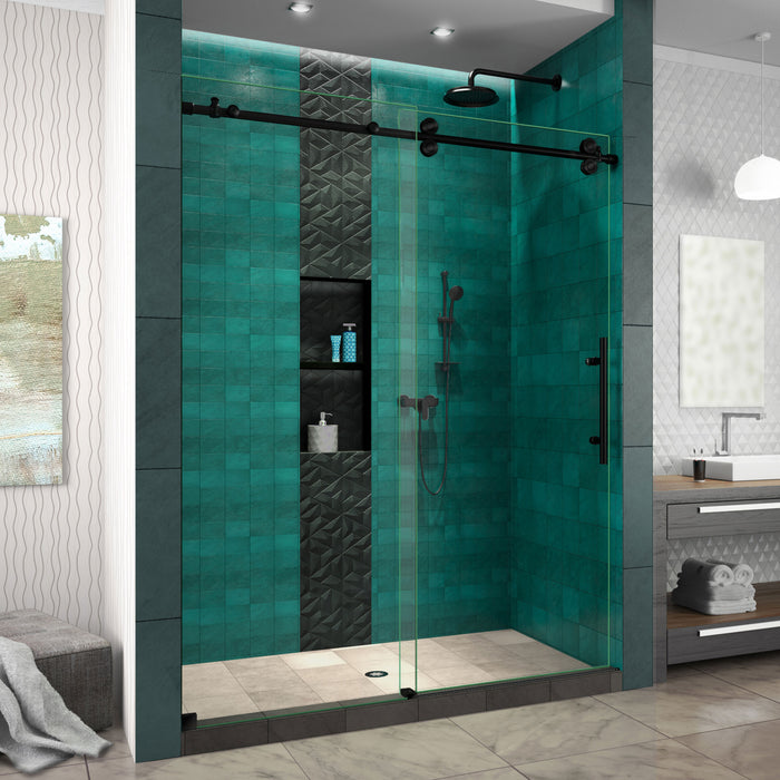 DreamLine SHDR61607620-09 Enigma-XO 56-60"W x 76"H Frameless Clear Glass Sliding Shower Door in Satin Black Stainless Steel