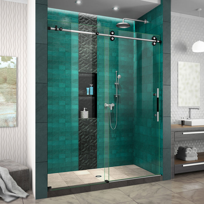 DreamLine SHDR61607620-17 Enigma-XO 56-60"W x 76"H Frameless Clear Glass Sliding Shower Door in Brushed Tuxedo
