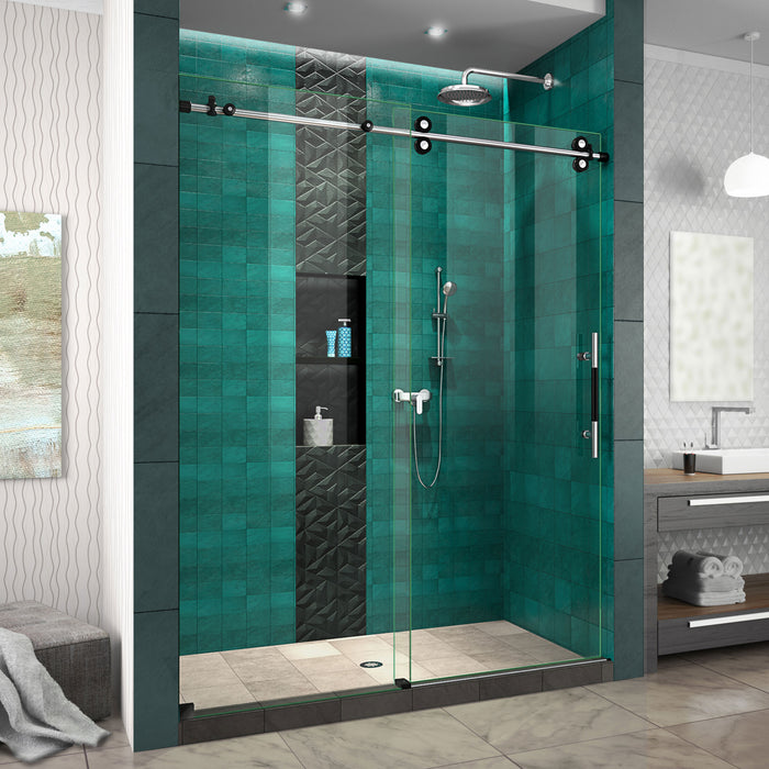 DreamLine SHDR61607620-18 Enigma-XO 56-60"W x 76"H Frameless Clear Glass Sliding Shower Door in Polished Tuxedo