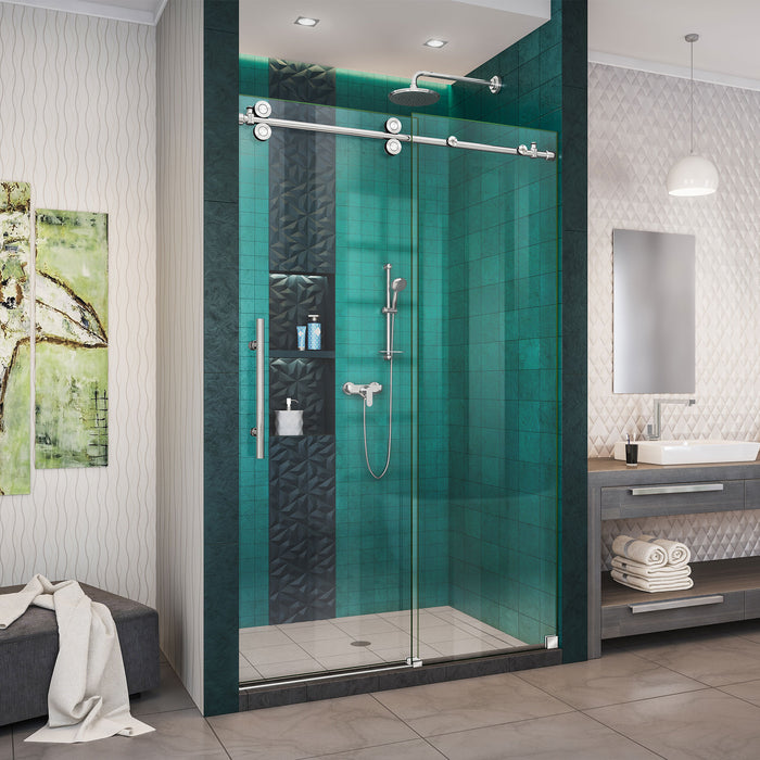 DreamLine SHDR-61487620-08 Enigma-XO 44-48"W x 76"H Fully Frameless Sliding Shower Door in Polished Stainless Steel