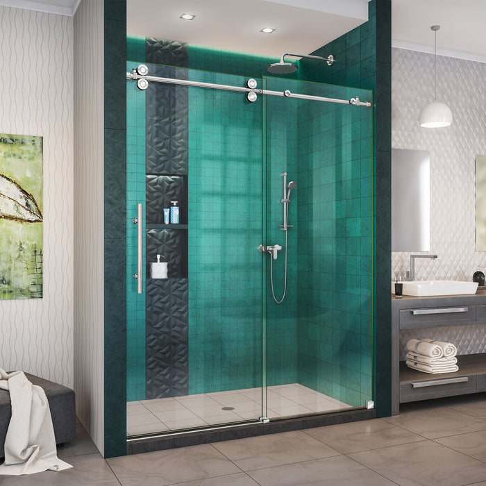 DreamLine SHDR-61547620-08 Enigma-XO 50-54"W x 76"H Fully Frameless Sliding Shower Door in Polished Stainless Steel