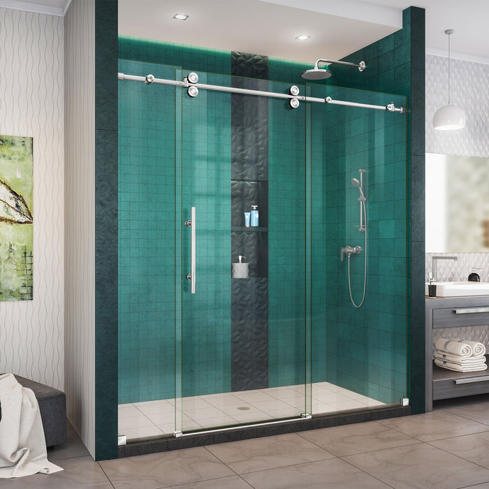 DreamLine SHDR-61727620-08 Enigma-XO 68-72"W x 76"H Fully Frameless Sliding Shower Door in Polished Stainless Steel