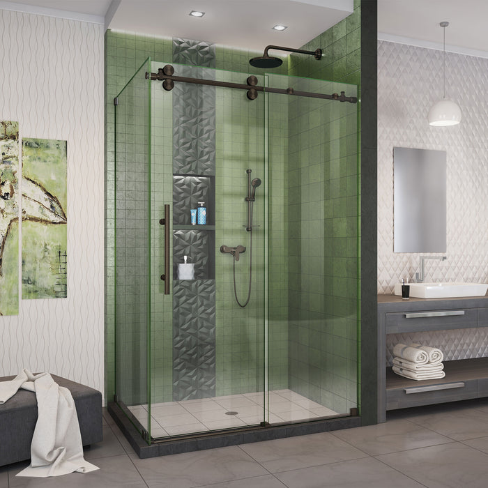 DreamLine SHEN-6134482-06 Enigma-XO 34 1/2"D x 44 3/8-48 3/8"W x 76"H Frameless Shower Enclosure in Oil Rubbed Bronze Stainless Steel