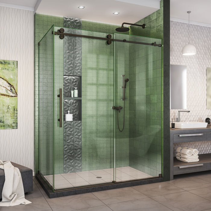 DreamLine SHEN-6134542-06 Enigma-XO 34 1/2"D x 50-54"W x 76"H Frameless Shower Enclosure in Oil Rubbed Bronze Stainless Steel