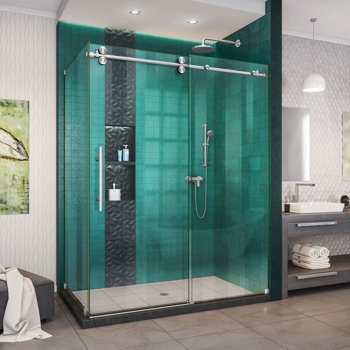 DreamLine SHEN-6134542-07 Enigma-XO 34 1/2"D x 50-54"W x 76"H Frameless Shower Enclosure in Brushed Stainless Steel