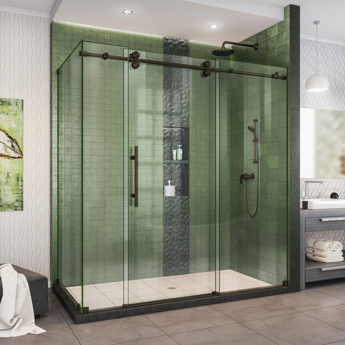 DreamLine SHEN-6134722-06 Enigma-XO 34 1/2"D x 68 3/8-72 3/8"W x 76"H Frameless Shower Enclosure in Oil Rubbed Bronze Stainless Steel