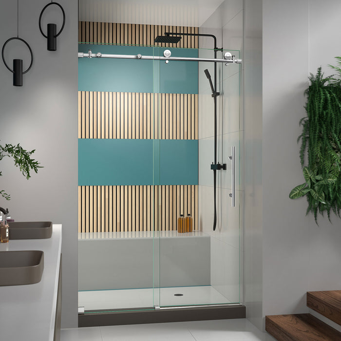 DreamLine SHDR-61487610-08 Enigma-X 44-48"W x 76"H Fully Frameless Sliding Shower Door in Polished Stainless Steel - Bath4All
