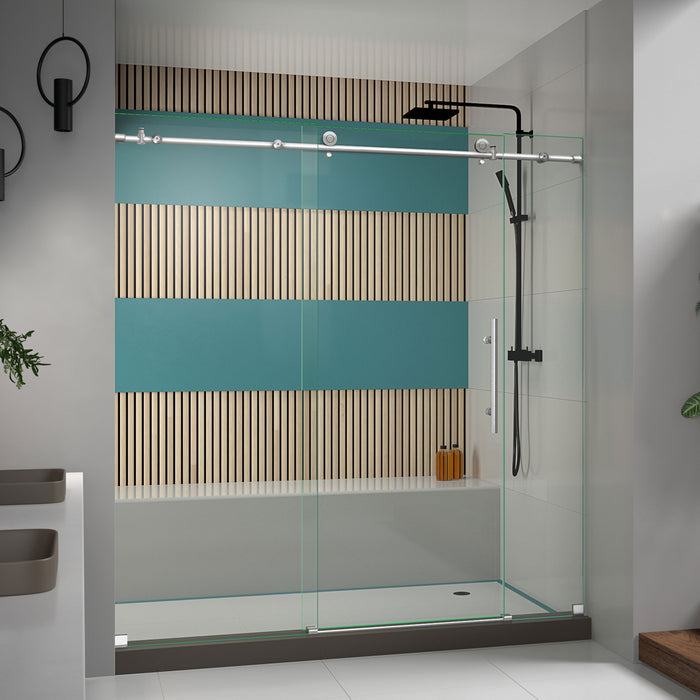 DreamLine SHDR-61727610-07 Enigma-X 68-72"W x 76"H Fully Frameless Sliding Shower Door in Brushed Stainless Steel