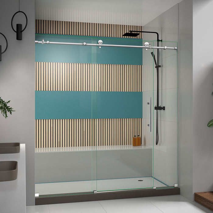 DreamLine SHDR-61727610-08 Enigma-X 68-72"W x 76"H Fully Frameless Sliding Shower Door in Polished Stainless Steel