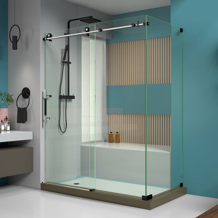 DreamLine SHEN-6134600-18 Enigma-XT 34 1/2"D x 60 3/8"W x 76"H Fully Frameless Sliding Shower Enclosure in Tuxedo Finish