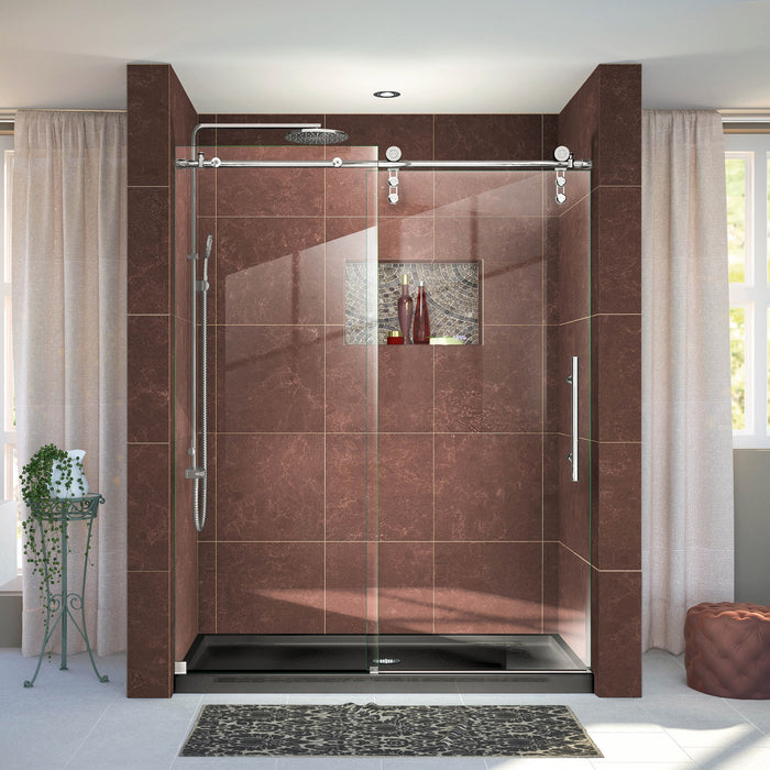 DreamLine SHDR-6260760-08 Enigma-Z 56-60"W x 76"H Fully Frameless Sliding Shower Door in Polished Stainless Steel