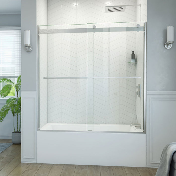 DreamLine TDEH60W600XXX04 Essence-H 56-60" W x 60" Semi-Frameless Bypass Tub Door in Brushed Nickel