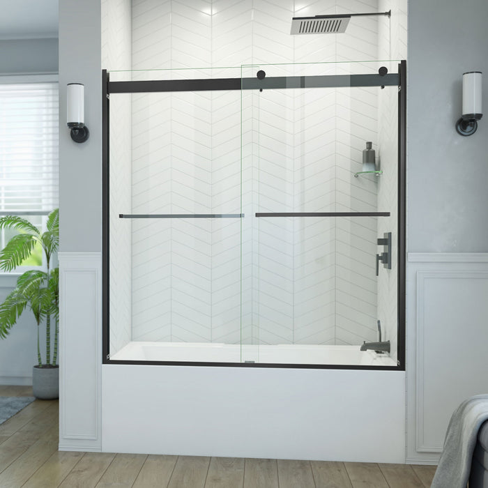 DreamLine TDEH60W600XXX09 Essence-H 56-60" W x 60" Semi-Frameless Bypass Tub Door in Satin Black