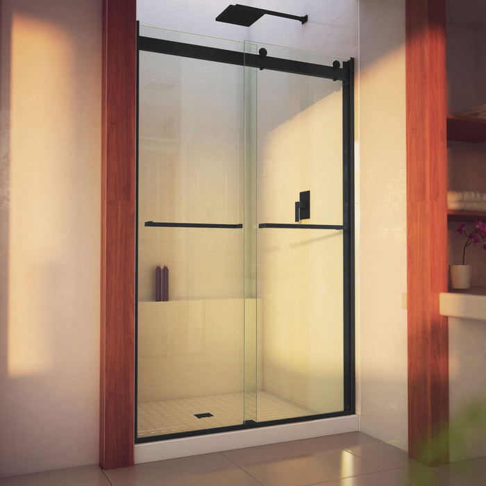Dreamline SHDR-634876H-09 Essence-H 44-48"W x 76"H Semi-Frameless Bypass Shower Door in Satin Black