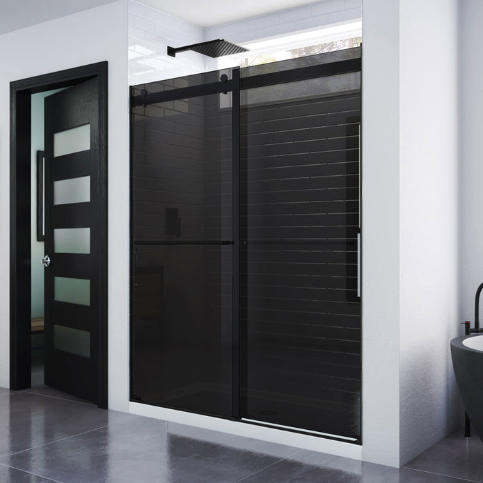 Dreamline SHDR-636076G-09 Essence 56-60"W x 76"H Frameless Smoke Gray Glass Bypass Shower Door in Satin Black