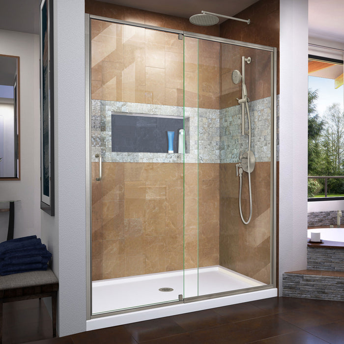 DreamLine SHDR-2260720-04 Flex 56-60"W x 72"H Semi-Frameless Pivot Shower Door in Brushed Nickel