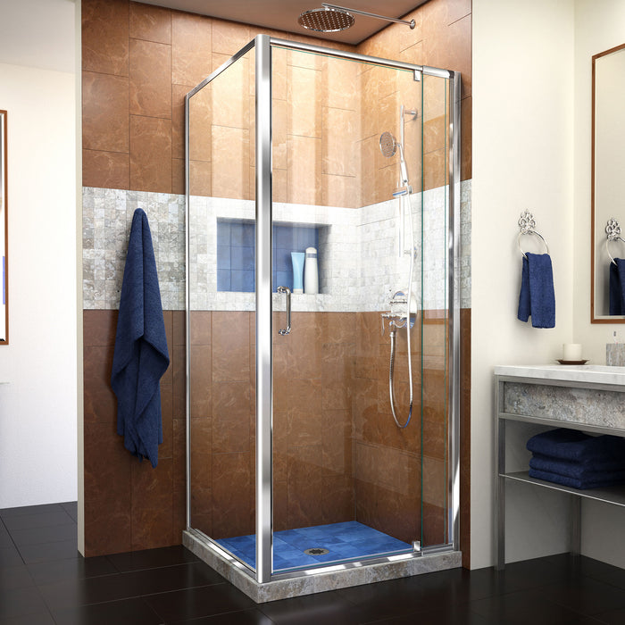 DreamLine SHDR-2230300-RT-01 Flex 30 1/2"D x 28-32"W x 72"H Semi-Frameless Pivot Shower Enclosure in Chrome