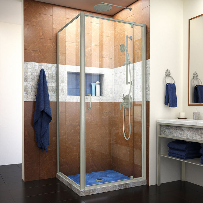 DreamLine SHDR-2234340-RT-04 Flex 34 1/2"D x 32-36"W x 72"H Semi-Frameless Pivot Shower Door in Brushed Nickel