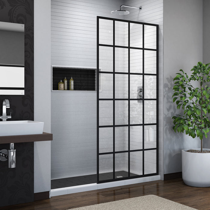 DreamLine SHDR-3234721-89 French Linea Toulon 34"W x 72"H Single Panel Frameless Shower Door, Open Entry Design in Satin Black
